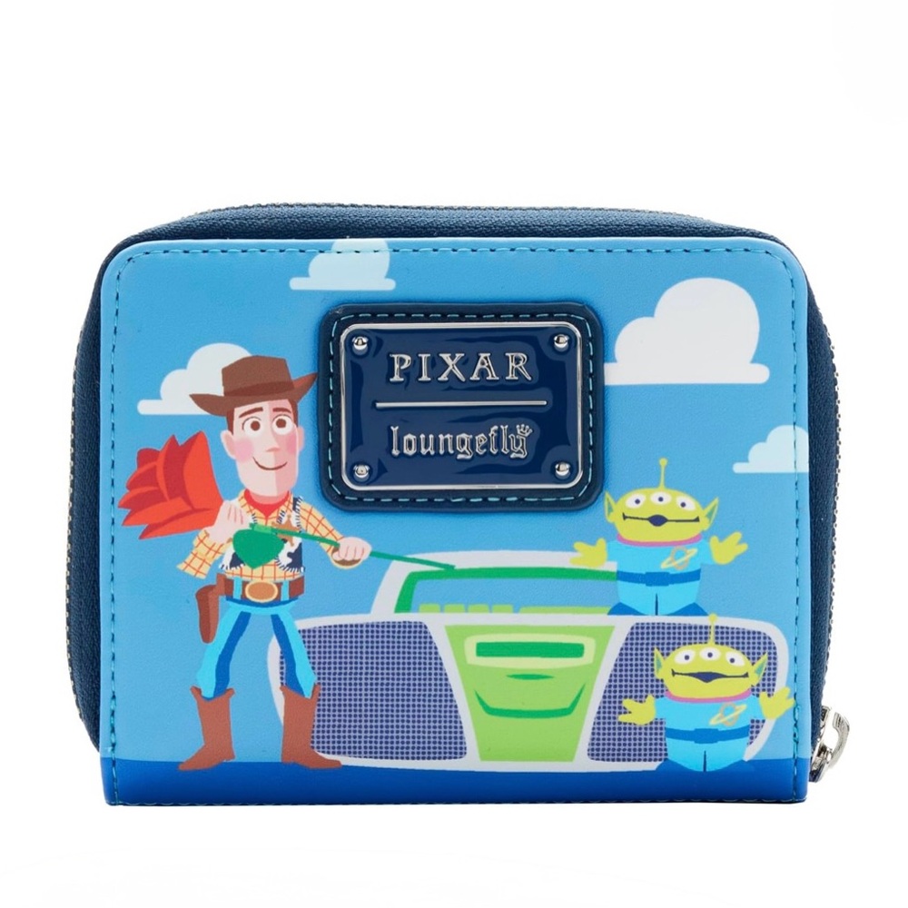 PIXAR LOUNGEFLY 💙BLUE💙 TOY STORY WOODY, JESSIE & BUZZ ZIP AROUND WALLET🌟NWT🌟